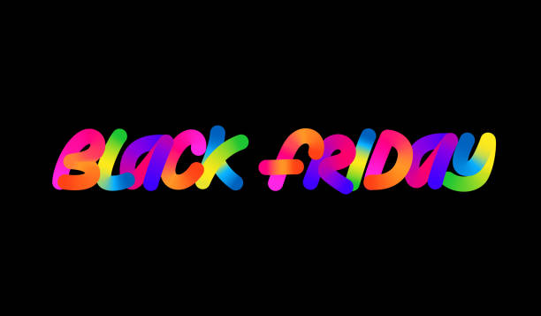 istock Black Friday Sale Banner with Curvy Colorful Text. Rainbow Colored Letters on Dark Background. Vector Concept for Black Friday Sale Poster 2186010406
