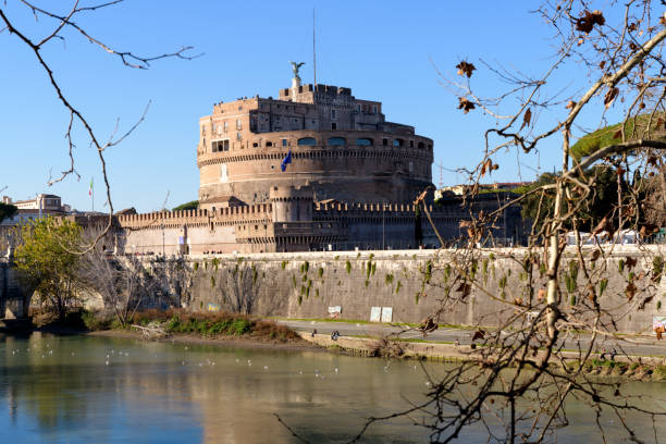 Rome, Italy - January 22th 2024: Castel Sant'Angelo (Castle of the Holy Angel) - the Mausoleum of Hadrian