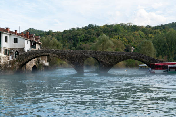 Famous bridge in small old town of Montenegro