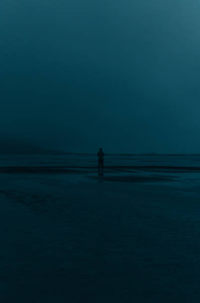 istock Solitary figure contemplating vast ocean at twilight 2186019904