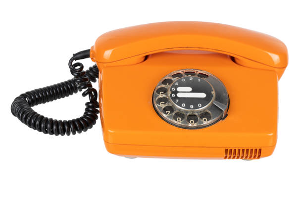 istock Old vintage orange rotary phone 2186032583