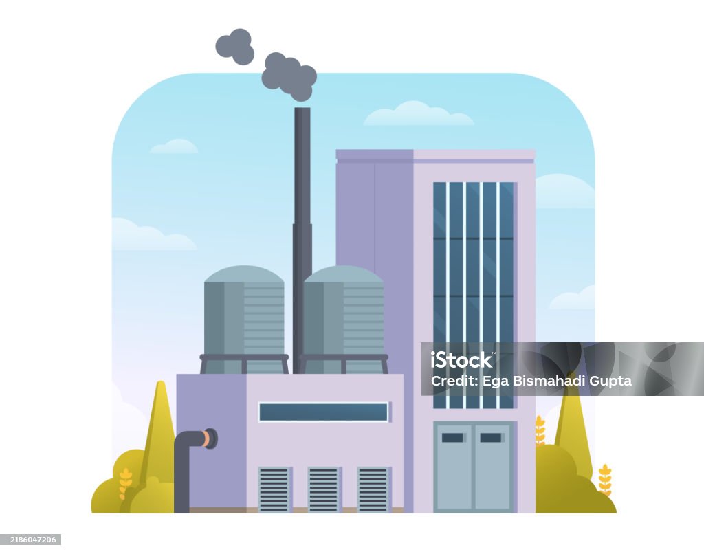 City Factory Building Factory Buildings For City Illustration Vector Front View Stock ...