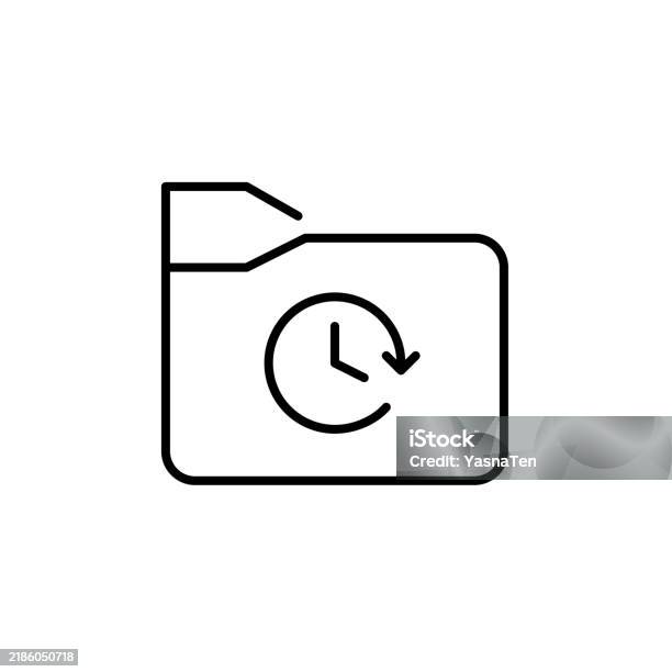 File Folder With Clock Temporary Data Storage Timed Access To Recent ...