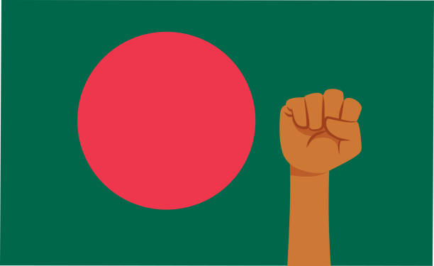istock Protester Hand Next to Bangladesh Flag Vector Concept Illustration 2186055617