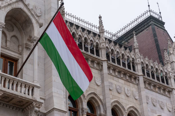 istock Hungarian flag on parliament 2186074022