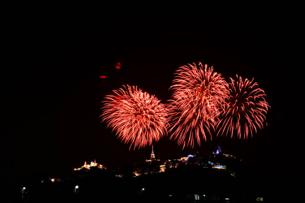 Light and fireworks show in Phra Nakhon Khiri annual fair at Phetchaburi province, Thailand.