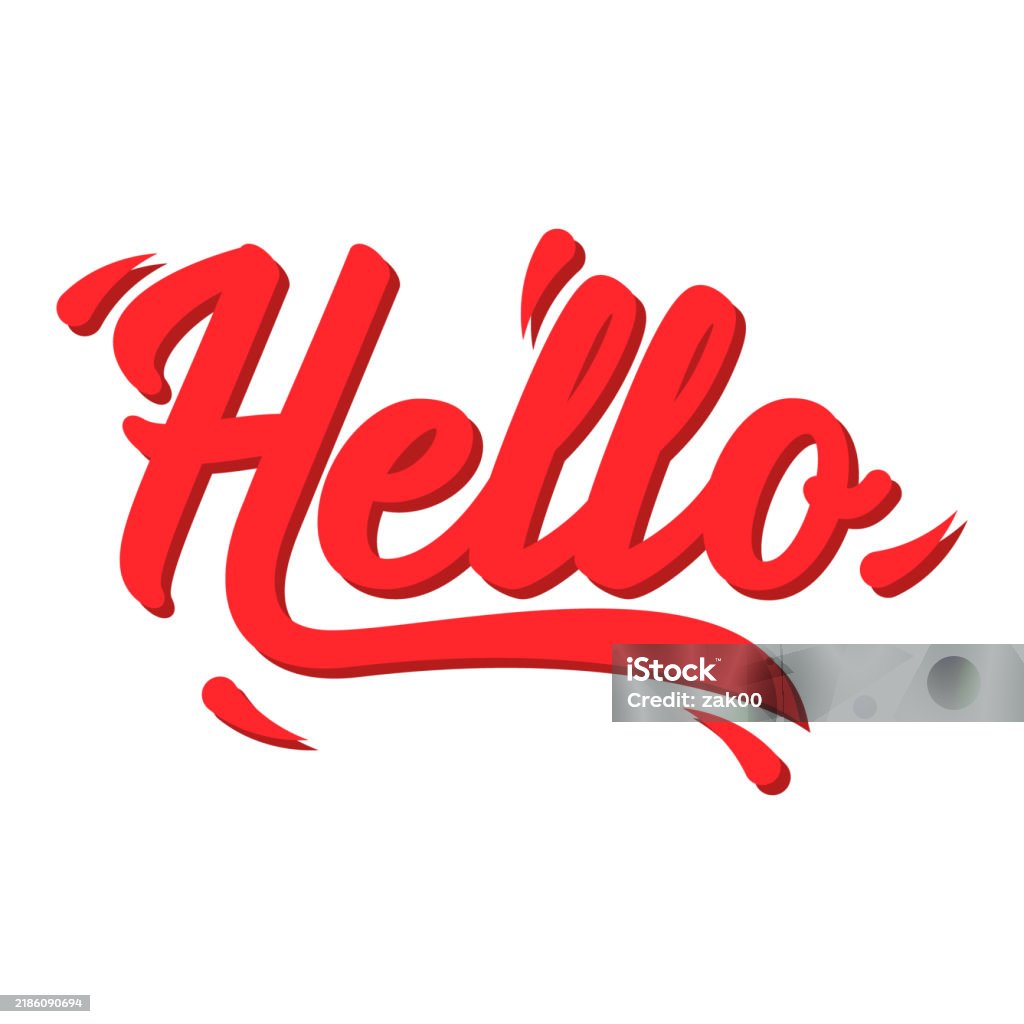 Hello Lettering Block Hello Hand Drawn Lettering Modern Calligraphy Vector Stock Illustration ...