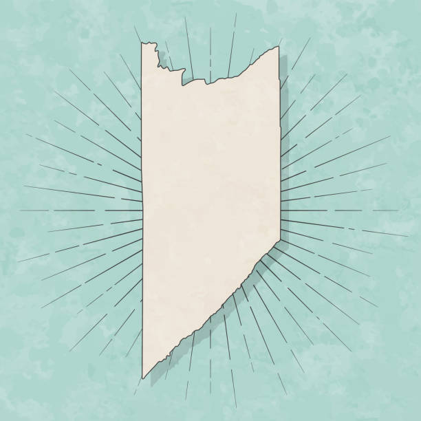 Map of Lake County - Minnesota, in a trendy vintage style. Beautiful retro illustration with old textured paper and light rays in the background (colors used: blue, green, beige and black for the outline). Vector Illustration (EPS file, well layered and grouped). Easy to edit, manipulate, resize or colorize. Vector and Jpeg file of different sizes.