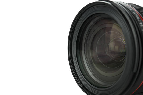 istock Camera lens isolated on white background, close up 2186107715