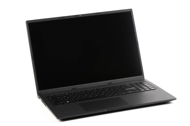 istock Laptop or notebook with blank screen isolated with on transparent background. 2186114433