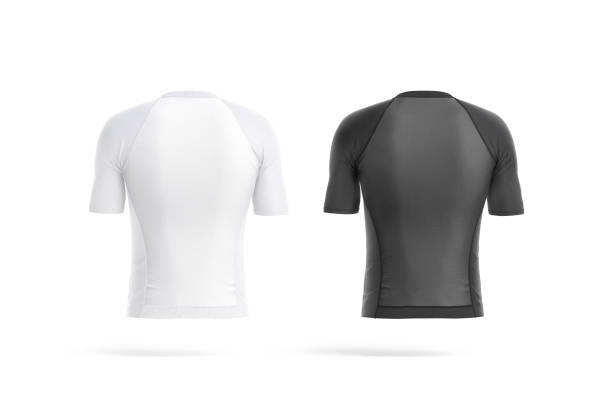 istock Blank black and white cycling zip jersey mockup, back view 2186117783