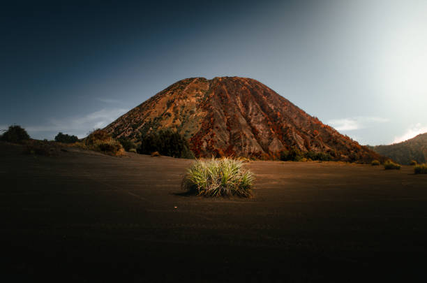 The iconic Mount Bromo in Indonesia is a majestic volcano surrounded by a sea of sand, offering dramatic sunrise views and otherworldly landscapes.