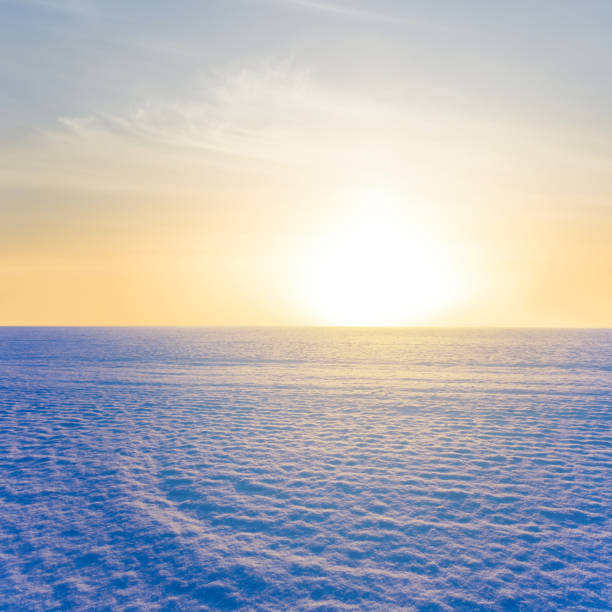 istock wide winter snowbound plain at the sunset 2186126776