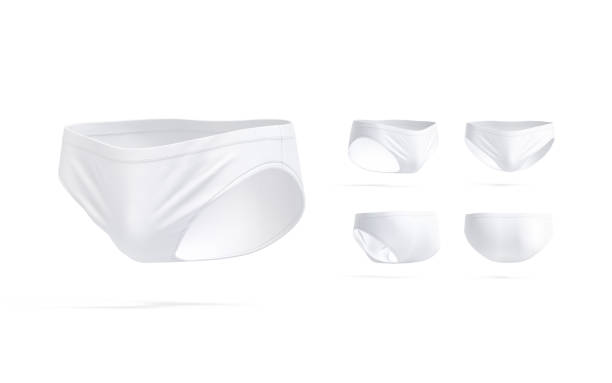 istock Blank white male swimming briefs mockup, different views 2186131980