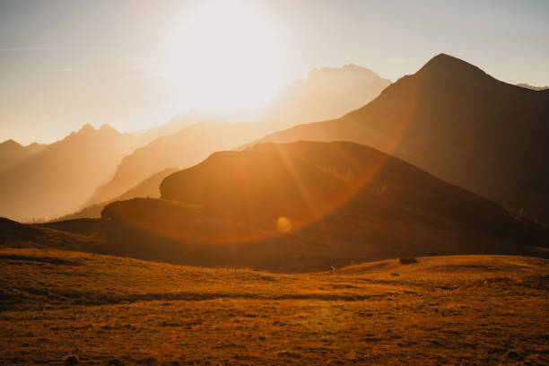 istock Photo Of Mountain Range During Golden Hour In Dolomites 2186146358