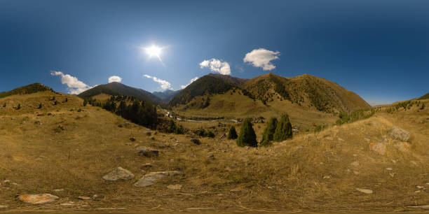istock Spherical HDRi panorama of sunny autumn day in mountains 2186156050