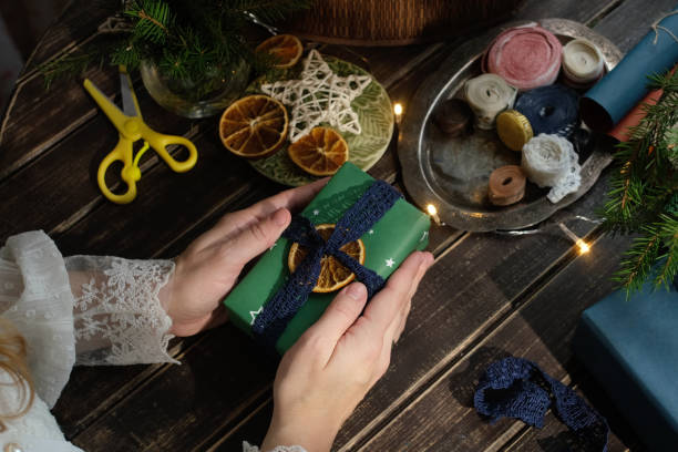 istock Wrapping presents for Christmas holidays. 2186183513