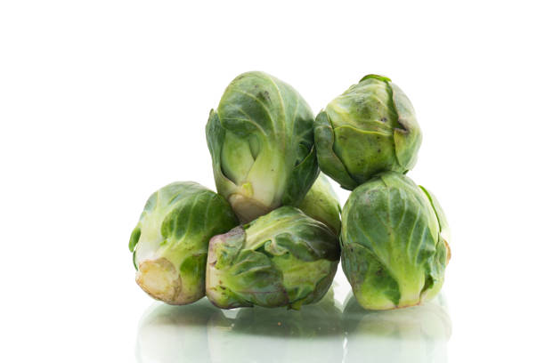 Fresh Brussels sprouts group background