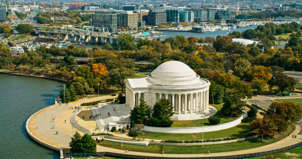istock Thomas Jefferson Memorial in Washington, D.C. - High Angle Aerial Shot 2186186650
