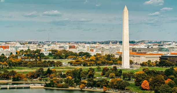istock Helicopter Shot of the Washington Monument 2186186683