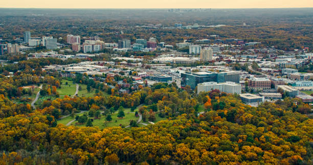 istock Helicopter Shot of Bethesda, MD in Fall 2186186857