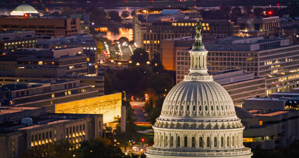 Dome of US Capitol with Tidal Basin in Distance