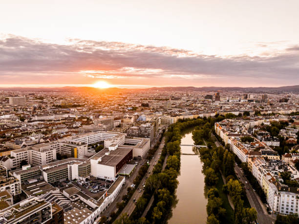 istock Aerial view of Vienna during sunset 2186188958