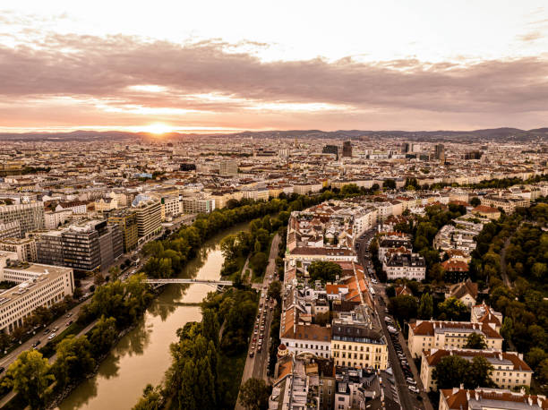 istock Aerial view of Vienna during sunset 2186190815