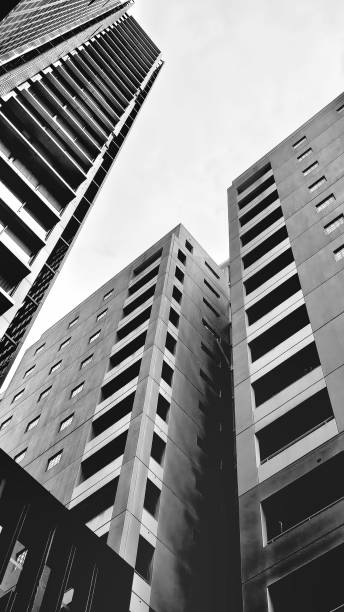 istock Modern skyscrapers in black and white. 2186191520