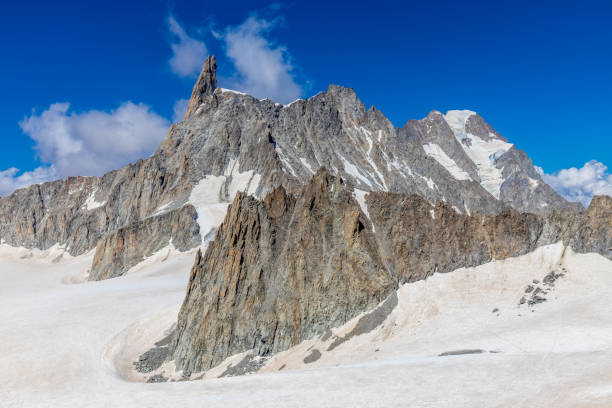 istock Dente di Gigante mountain summit in Italian Alps. Dent du Geant peak view from Skyway Montebainco 2186206192