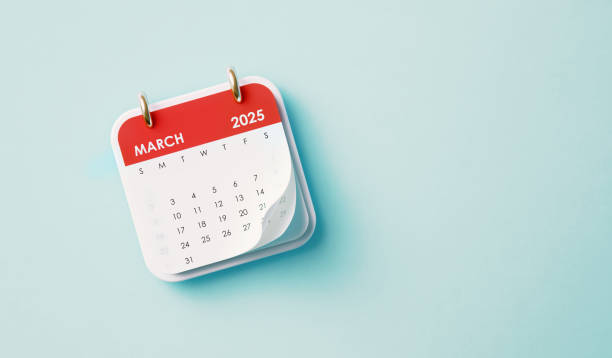 istock March Calendar On Blue Background 2186238211