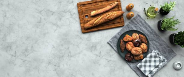 Breakfast Delights on Marble Tabletop. 3D illustration.
