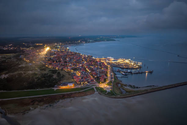 istock Terschelling town and light beacon Brandaris lighthouse night aerial 2186242565