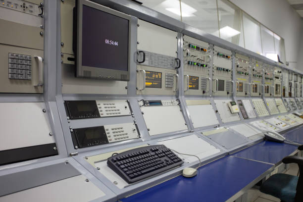 istock satellite central command Centre , rack server, satellite connections equipment indoors at the station, weather station and different sensors monitoring, emission analyzers 2186247395
