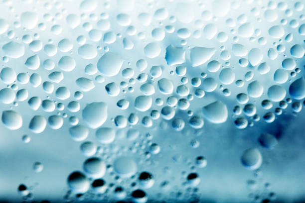 Water Condensation Small Bubbles Moisture on a Glass Window Close up