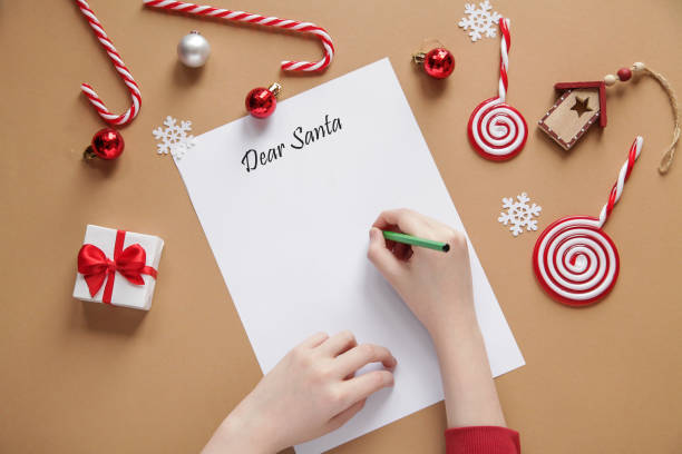istock Blank notebook, Template, inscription Dear Santa. Christmas letters on Neutral Brown background. Top view, copy space 2186263736