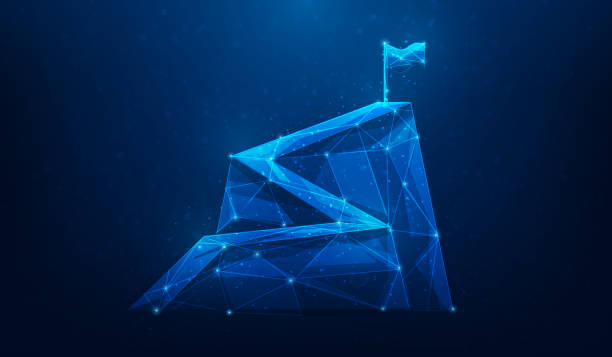 istock staircase mountain achievement step to success wireframe technology. route to goal. vector illustration fantastic technology. 2186263889