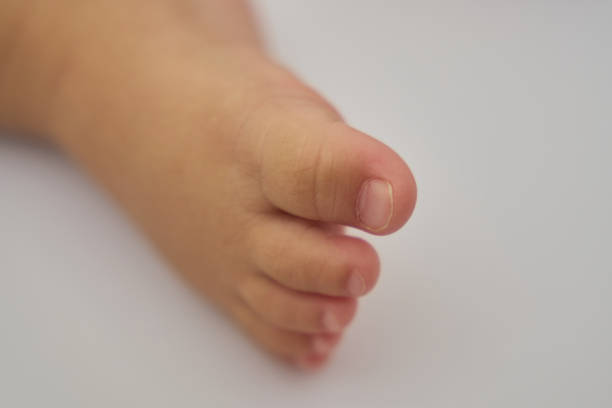 Close -up of the baby's toes 9 months