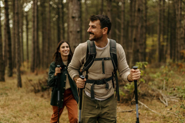 istock Hiking and chatting. Travel and nature concept 2186282428