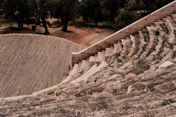 istock hellenistic antique amphitheatre Antiphellos on mediterranean coast, olive trees garden 2186291610