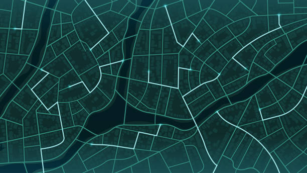 istock Abstract navigation plan of the urban area depicted as a simple scheme with buildings. Concept of planning and mapping a travel route using a general city map. Flat vector illustration 2186294033