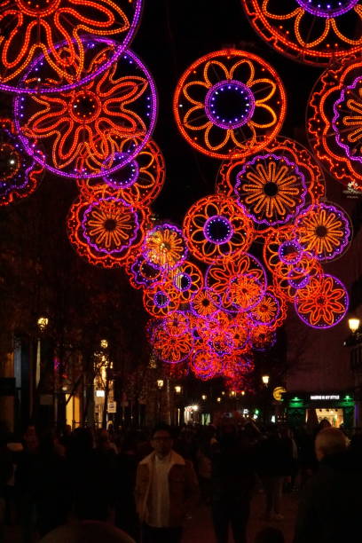istock Magical christmas night in Madrid with dazzling lights and tree 2186305089
