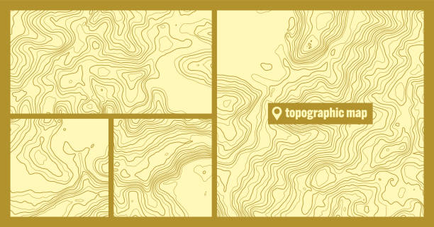 istock Colorful topographic map sets with contour lines. Geographic terrain grid, relief height elevation. Ground path pattern. Travel and navigation, cartography design element. Vector illustration 2186324202
