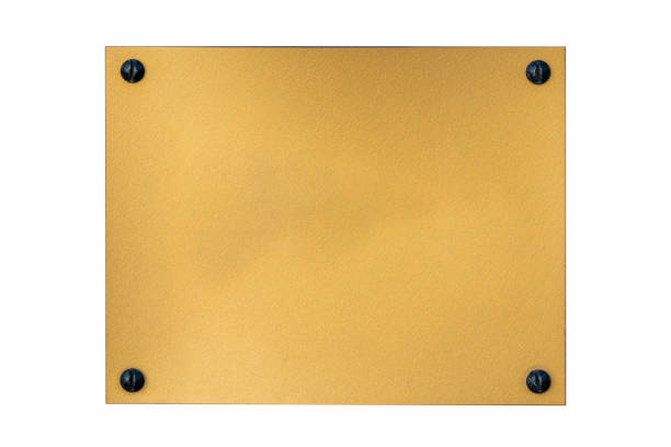 istock Brass plaque background with a brush metal texture and screws 2186327140