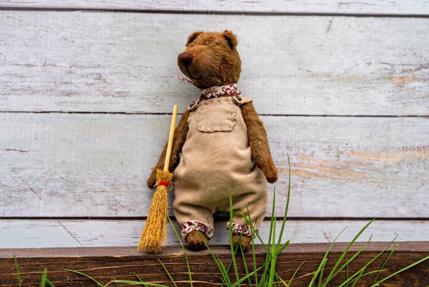 Handmade craft bear. Children's toy.