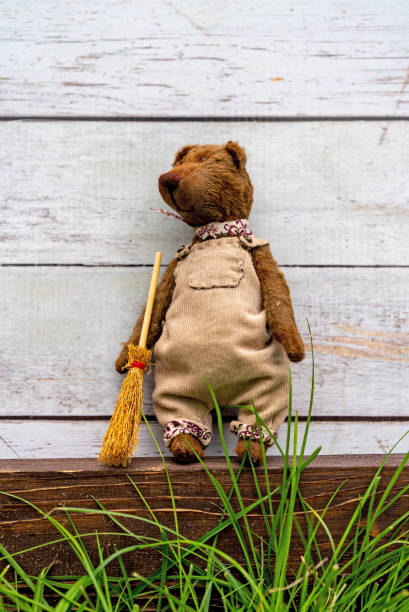 Handmade craft bear. Children's toy.
