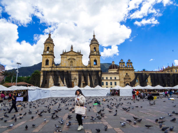Bogota, Colombia - February 12, 2024: View of the Bolivar Square.