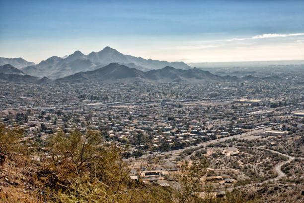Outdoors view of landscape seen from within the North Mountain Park, Phoenix, Arizona