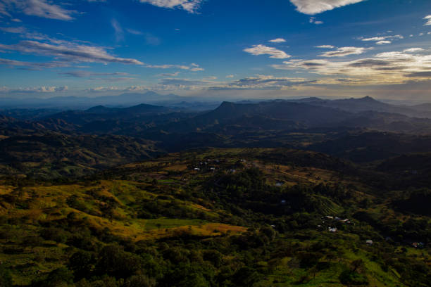 View from the mountains of the gulf between central american countries