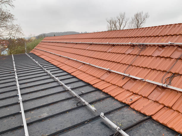 istock Residential Roof Equipped with Aluminum Mounting Structures Undergoing Preparation for Solar Panel Installation 2186345698